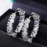 Pear Cut CZ Crystal Hoop Earrings for Women, Delicate Party Accessories