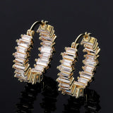 Pear Cut CZ Crystal Hoop Earrings for Women, Delicate Party Accessories