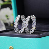 Pear Cut CZ Crystal Hoop Earrings for Women, Delicate Party Accessories