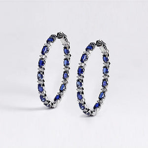Huitan Zircon Hoop Earrings for Women Daily Wearable Dance Party Jewelry