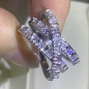 CZ Stone Wedding Bands Lady Ring Cubic Zirconia Jewelry