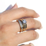 Crystal CZ Wedding Engagement Rings Set for Women