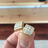 Square Stud Earrings CZ Stone Stylish Girl Earrings Hip Hop Jewelry
