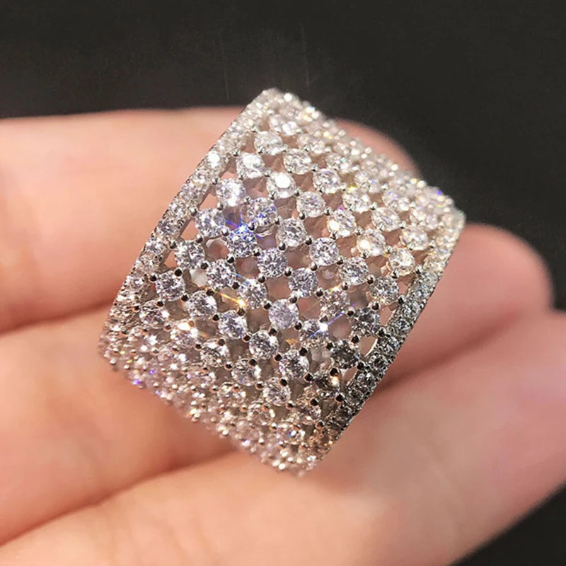 Paved CZ Eternity Promise Ring Wedding Party Accessory
