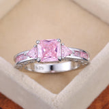 Huitan Princess Cut CZ Wedding Rings for Women Anniversary Gift