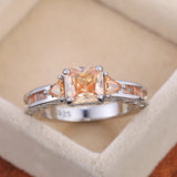 Huitan Princess Cut CZ Wedding Rings for Women Anniversary Gift