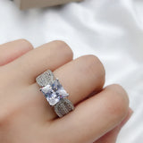 Princess Cut CZ Wedding Ring Set Silver Bands