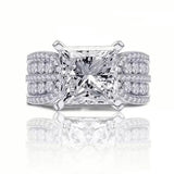 Princess Cut CZ Wedding Ring Set Silver Bands