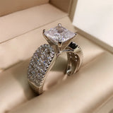 Princess Cut CZ Wedding Ring Set Silver Bands