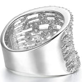 Silver Cubic Zircon Paved Woman Rings for Modern Wedding