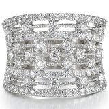 Silver Cubic Zircon Paved Woman Rings for Modern Wedding
