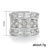 Silver Cubic Zircon Paved Woman Rings for Modern Wedding