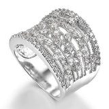 Silver Cubic Zircon Paved Woman Rings for Modern Wedding