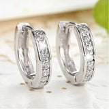 Silver CZ Hoop Earrings for Women, Delicate Party Earring