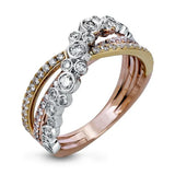 3-Tone Women's Wedding Ring with CZ Fancy Cross - Special Jewelry