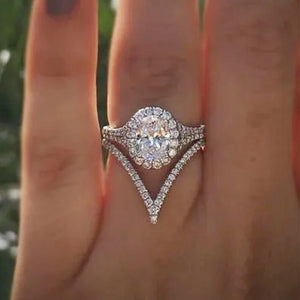 CZ V Ring for Women Wedding Engagement Party Jewelry