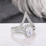 CZ V Ring for Women Wedding Engagement Party Jewelry