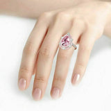 Pink Cubic Zirconia Water Drop Ring for Women