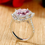 Pink Cubic Zirconia Water Drop Ring for Women