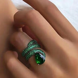 Water Drop Stone Wedding Ring, Micro Pave CZ Blue/Green