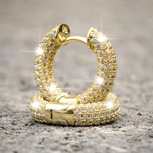Small Hoop Earrings Micro Paved CZ Stones Versatile Female Jewelry
