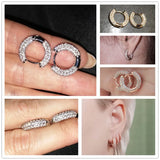 Small Hoop Earrings Micro Paved CZ Stones Versatile Female Jewelry