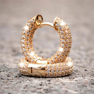 Small Hoop Earrings Micro Paved CZ Stones Versatile Female Jewelry