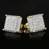 Minimalist Square Stud Earrings Micro Paved CZ Stone Couple Earrings