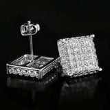 Minimalist Square Stud Earrings Micro Paved CZ Stone Couple Earrings