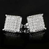 Minimalist Square Stud Earrings Micro Paved CZ Stone Couple Earrings