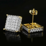 Minimalist Square Stud Earrings Micro Paved CZ Stone Couple Earrings