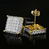 Minimalist Square Stud Earrings Micro Paved CZ Stone Couple Earrings