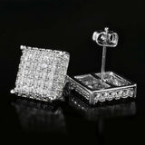 Minimalist Square Stud Earrings Micro Paved CZ Stone Couple Earrings