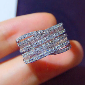CZ Stone Paved Lady's Finger Ring - Wedding Band Jewelry
