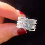 CZ Stone Paved Lady's Finger Ring - Wedding Band Jewelry