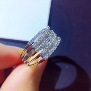CZ Stone Paved Lady's Finger Ring - Wedding Band Jewelry