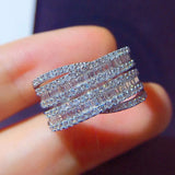 CZ Stone Paved Lady's Finger Ring - Wedding Band Jewelry