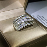 Paved CZ Rings High Silver Wedding Bands Female Ring