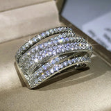 Paved CZ Rings High Silver Wedding Bands Female Ring