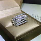 Paved CZ Rings High Silver Wedding Bands Female Ring