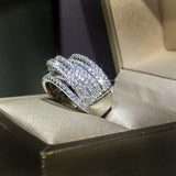 Paved CZ Rings High Silver Wedding Bands Female Ring