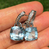 Cushion Cut Cubic Zirconia Dangle Earrings for Women