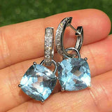 Cushion Cut Cubic Zirconia Dangle Earrings for Women