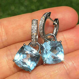 Cushion Cut Cubic Zirconia Dangle Earrings for Women