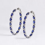Huitan Hoop Earring Blue/White CZ Female Accessories