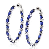Huitan Hoop Earring Blue/White CZ Female Accessories