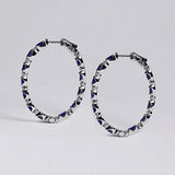 Huitan Hoop Earring Blue/White CZ Female Accessories
