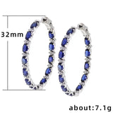 Huitan Hoop Earring Blue/White CZ Female Accessories