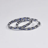 Huitan Hoop Earring Blue/White CZ Female Accessories