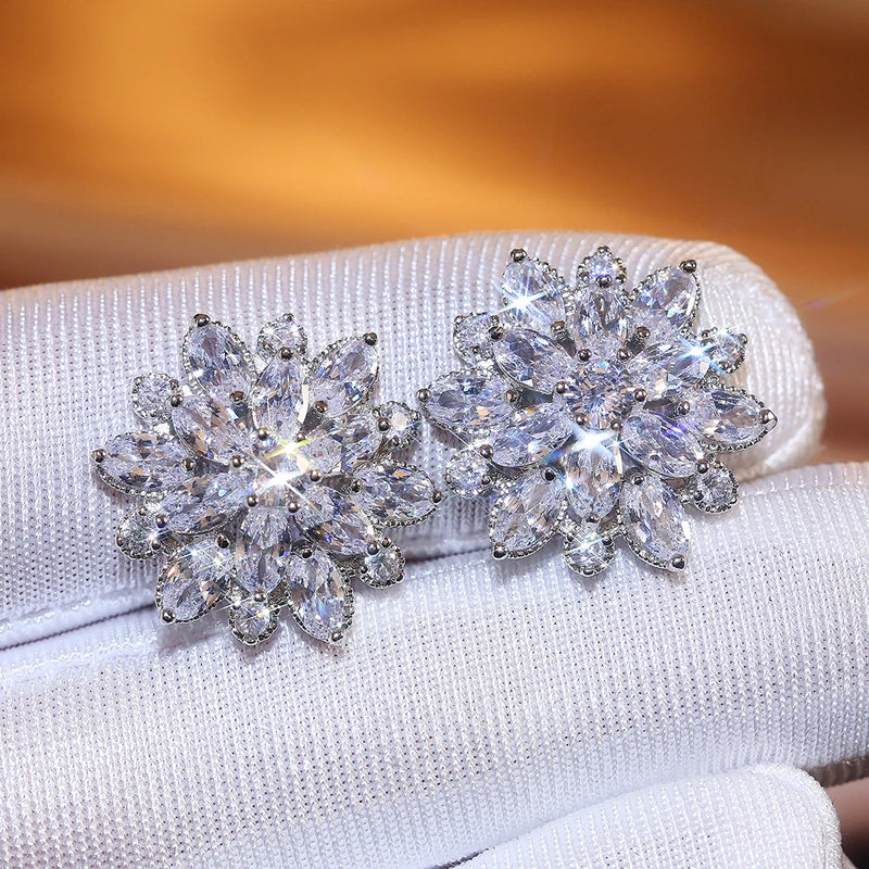 Gorgeous Flower Stud Earrings for Women Wedding Party